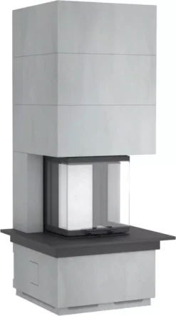 Kaminbausatz Speicher-Kamin Camina S12 Hoch Mit Natursteinbank (mit Überstand)