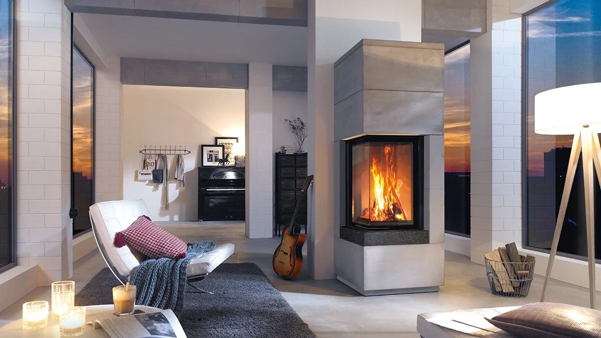 Kaminbausatz Speicher-Kamin Camina S9 Maxi Natursteinbank Mit Überstand